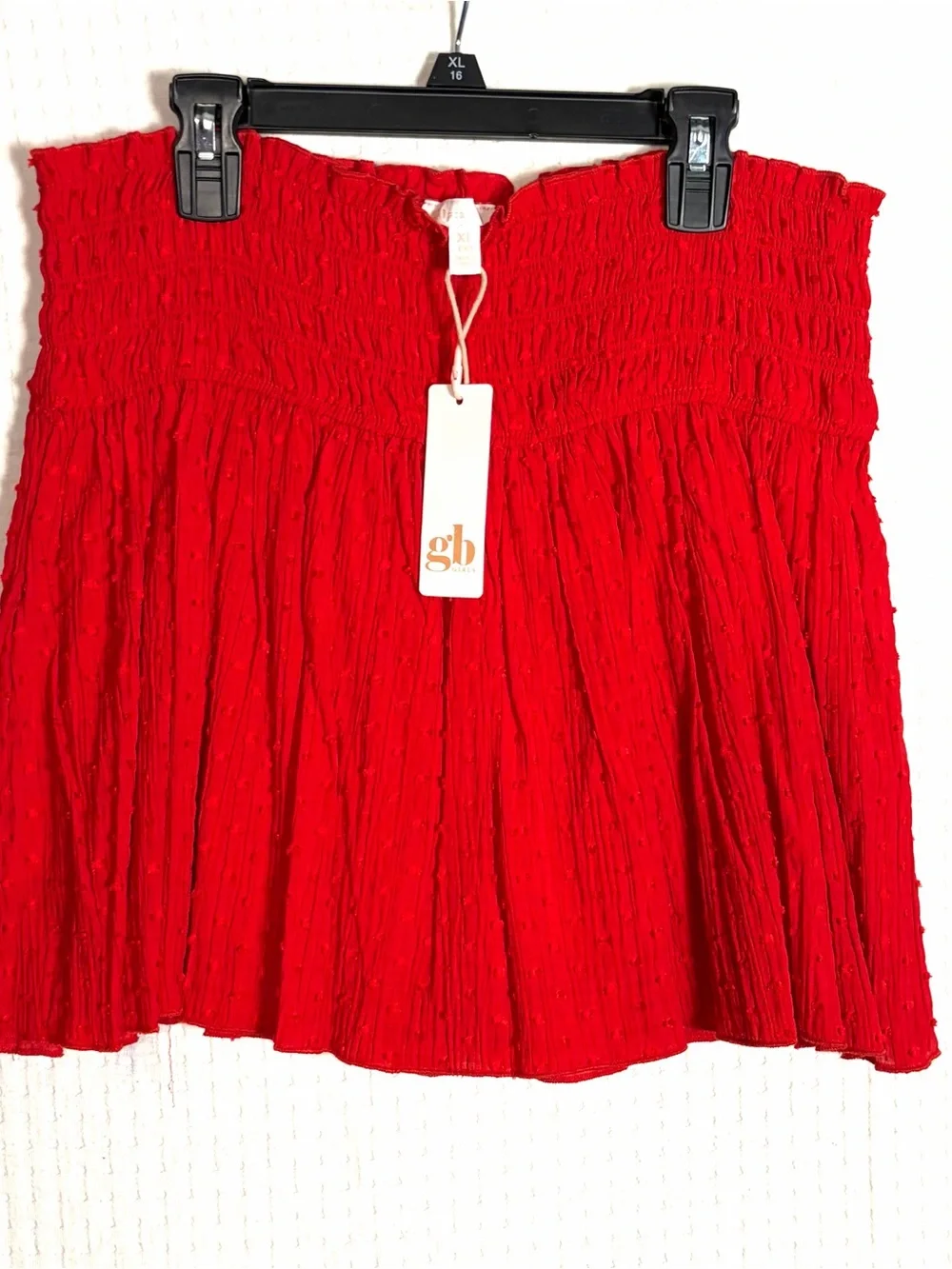 NEW GB Girls Skirt Skort Short Size XL 16 Red Swiss Dots Ruched Pull On School